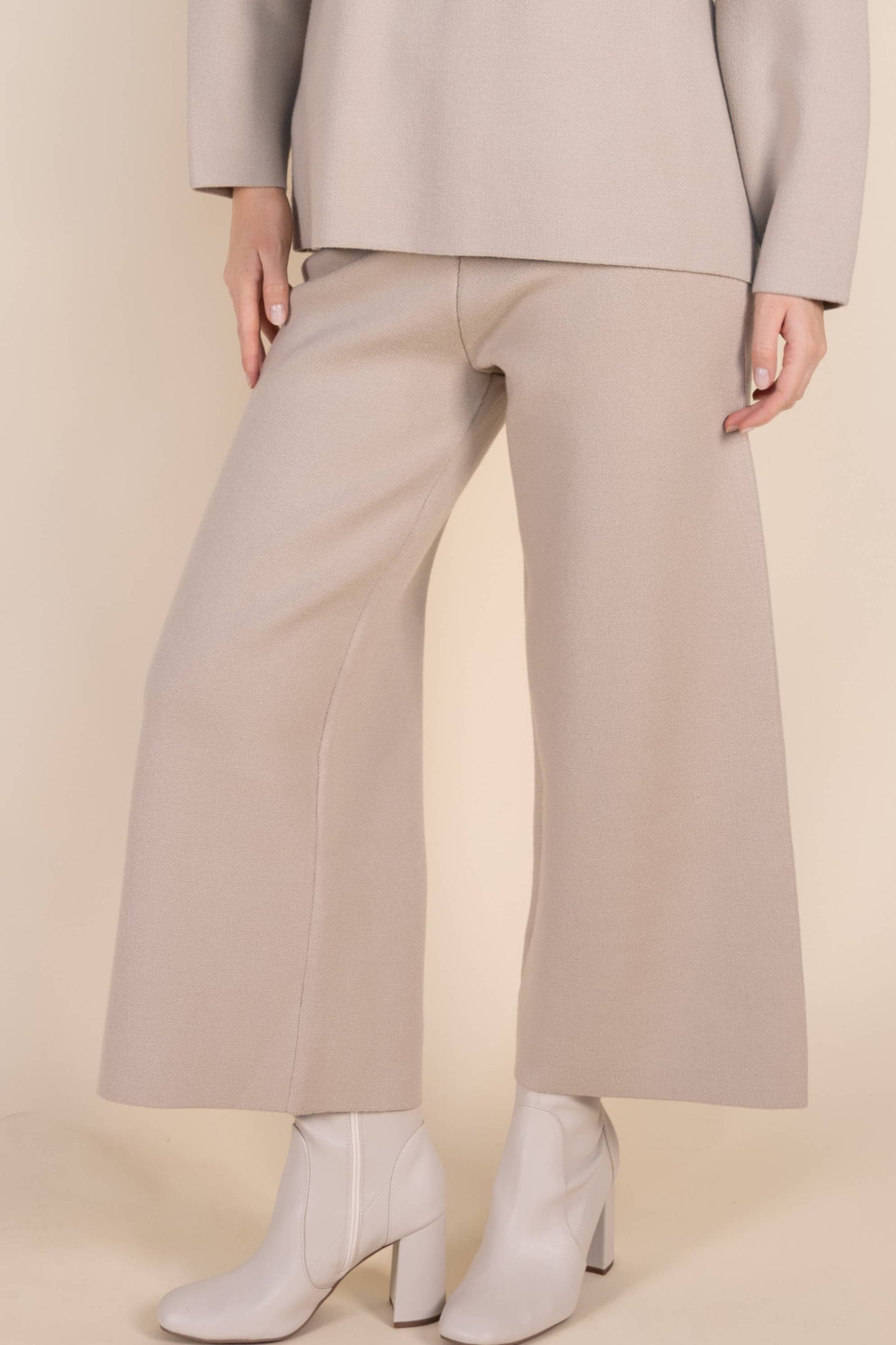 Knit Ankle Length Wide Leg Pants