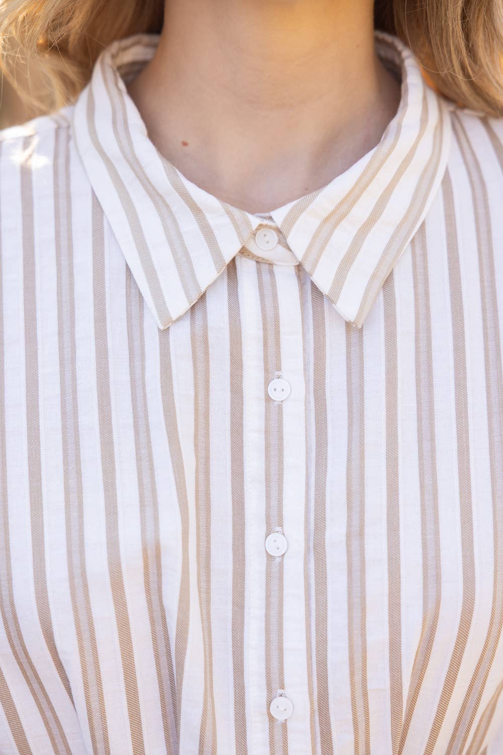 36322 Pleated Waist Striped Mini Flare Shirt Dress