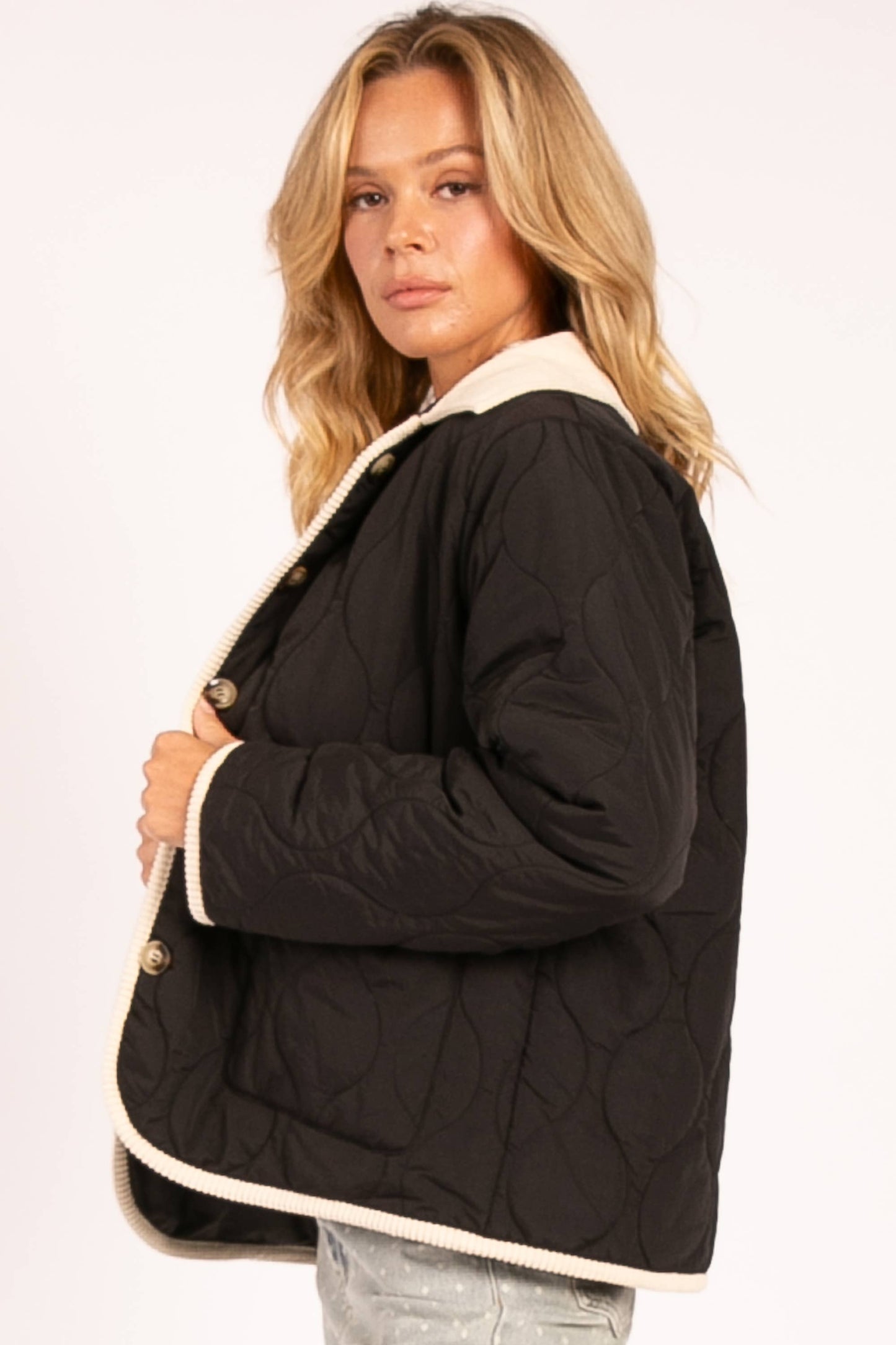 Quilted Button-Down Jacket