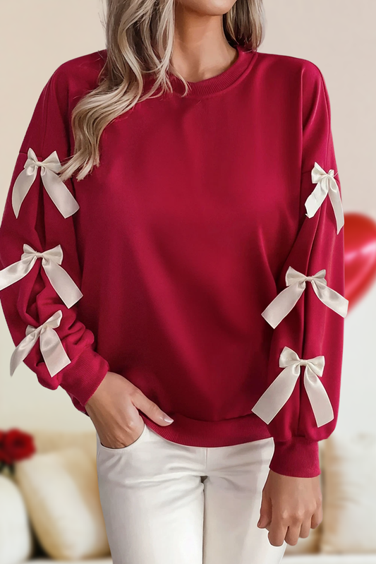 Contrast Bow Valentine Graphic Sweatshirt | S-XL