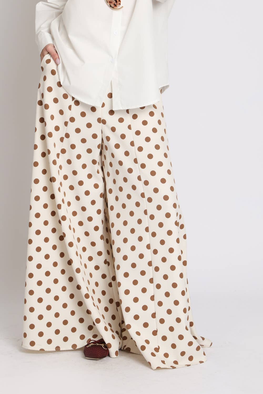Polka Dot Printed Flare Wide Leg Pants PC7083