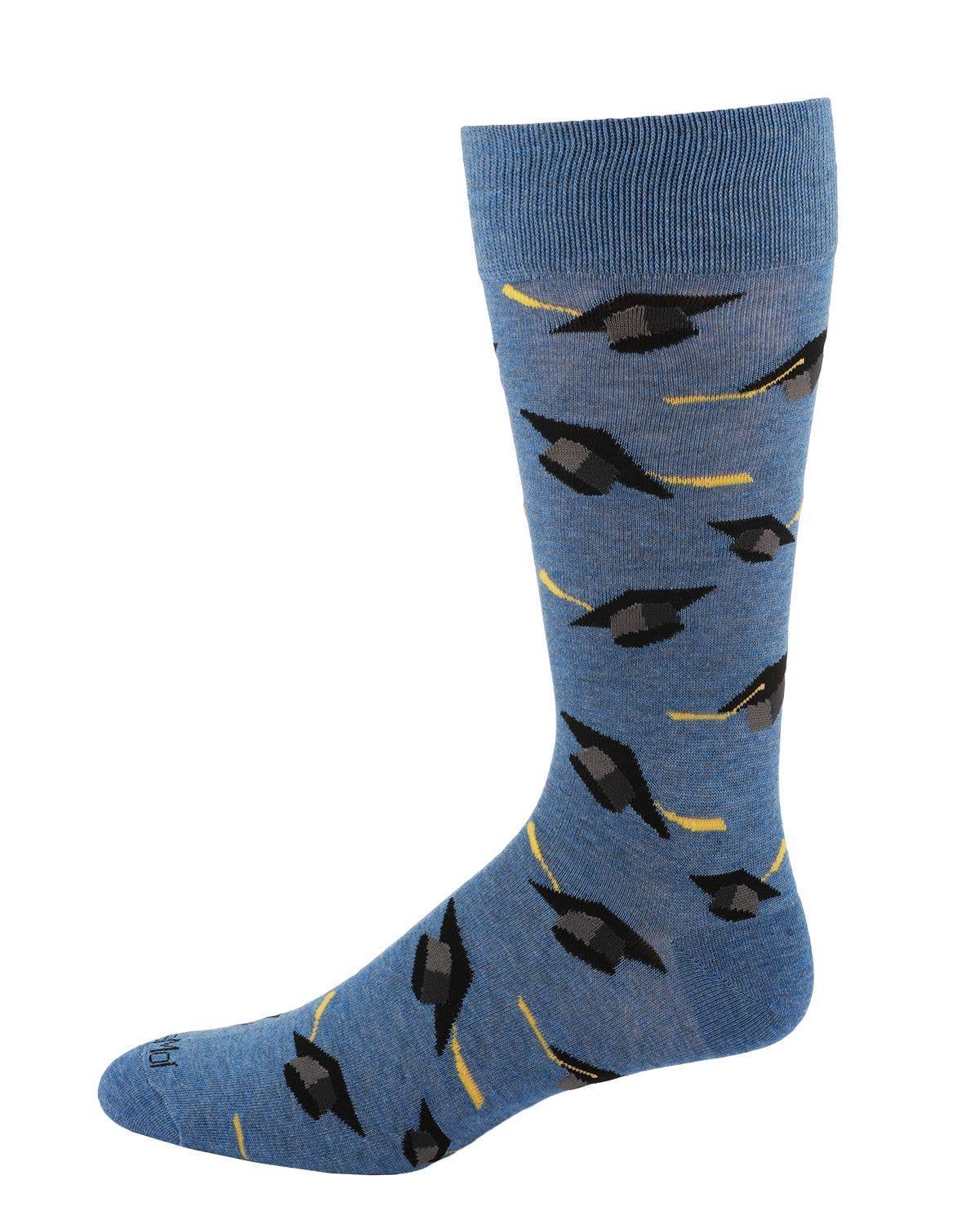 MeMoi Graduation Cap Mens Bamboo Crew Sock