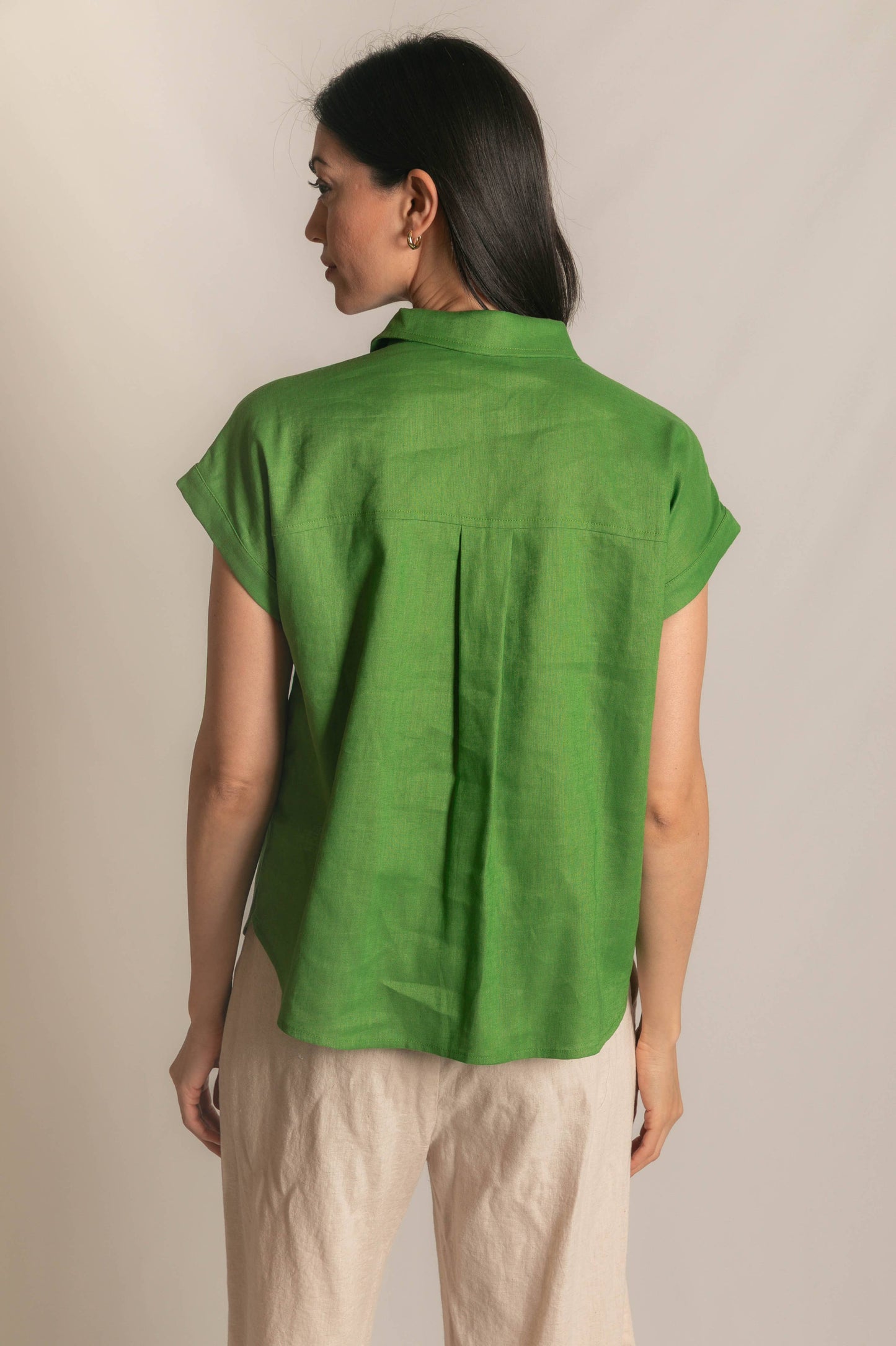 P.CILL Linen Relaxed Short Sleeve Button Up Shirt