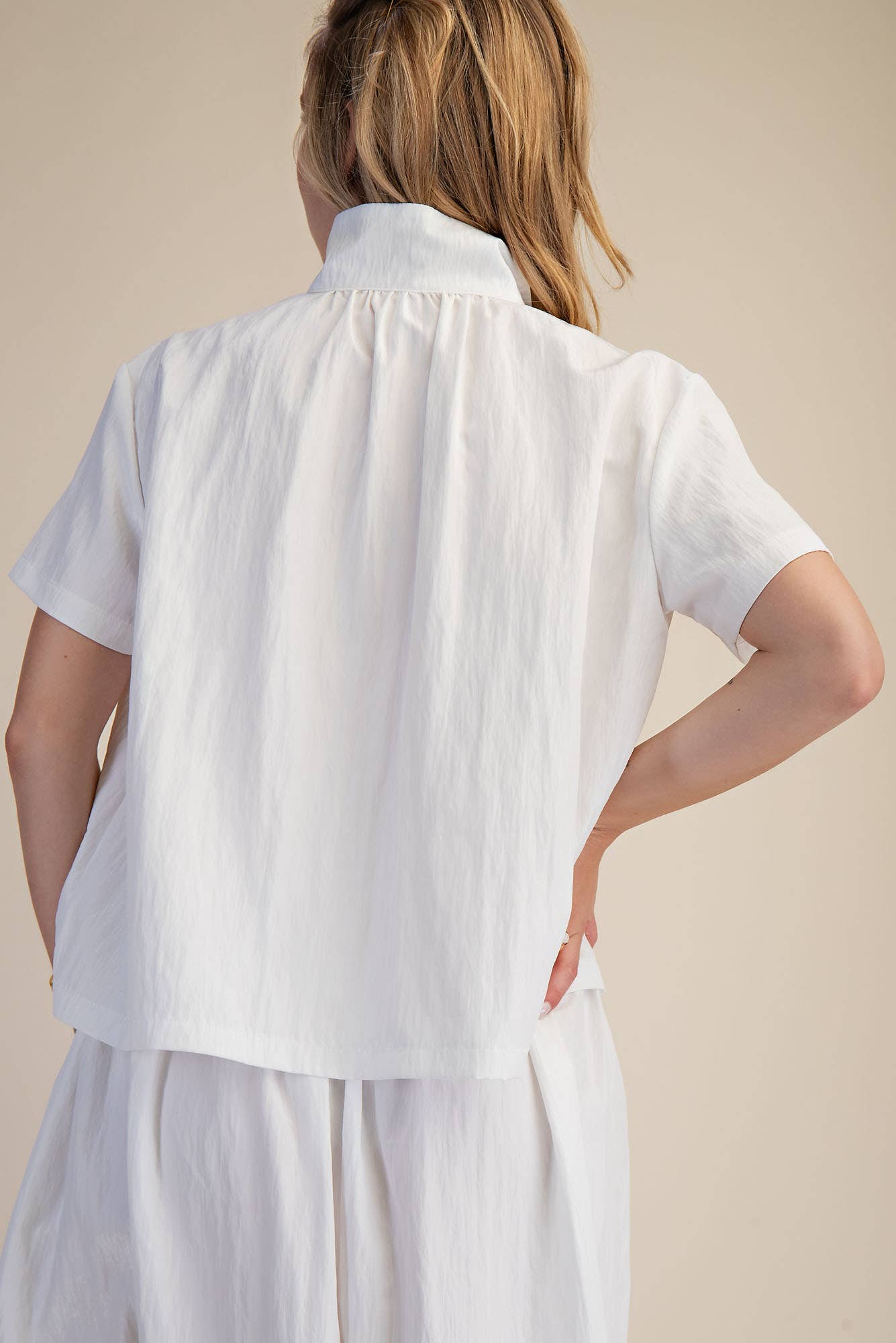 Stand Collar Short Sleeves Shirt