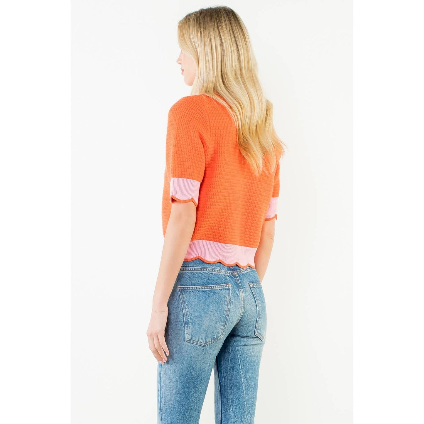 Collared Short Sleeve Knit Top