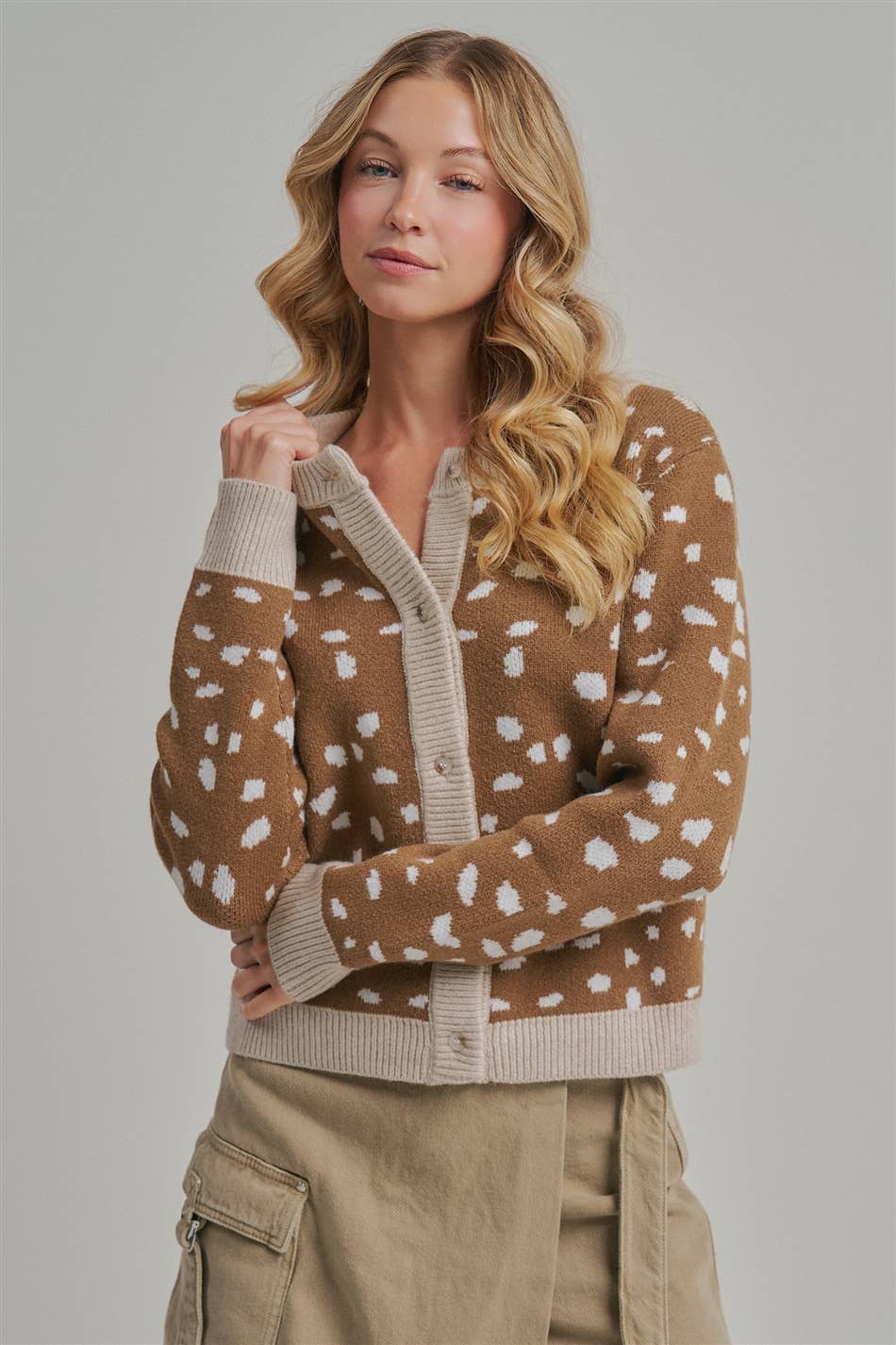 DEER PATTERN BUTTON DOWN FALL SWEATER CARDIGAN_JLT00359-01