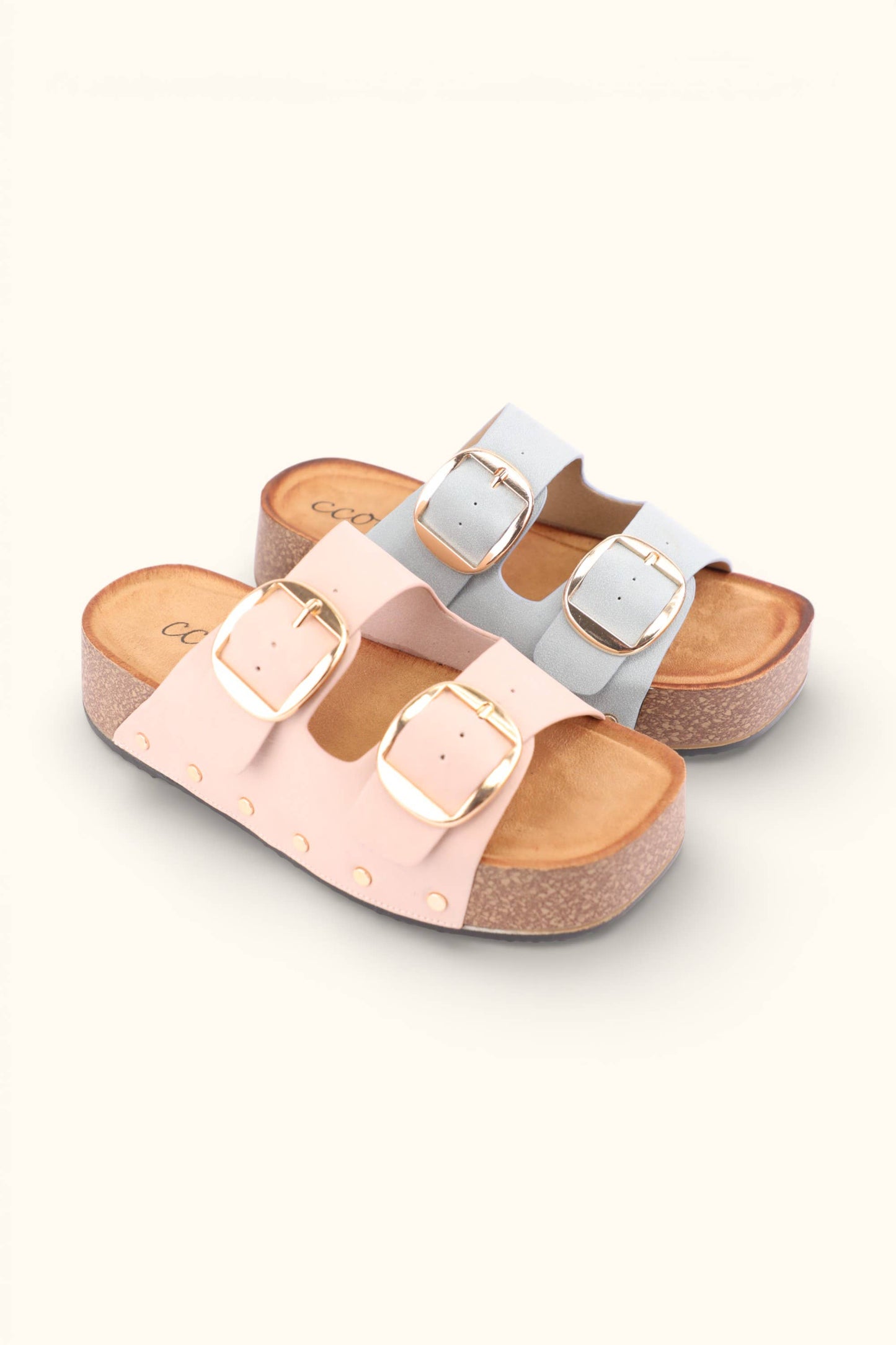 NANCY DOUBLE STRAPS WITH BOLD METAL BUCKLES PLATFORM SANDAL