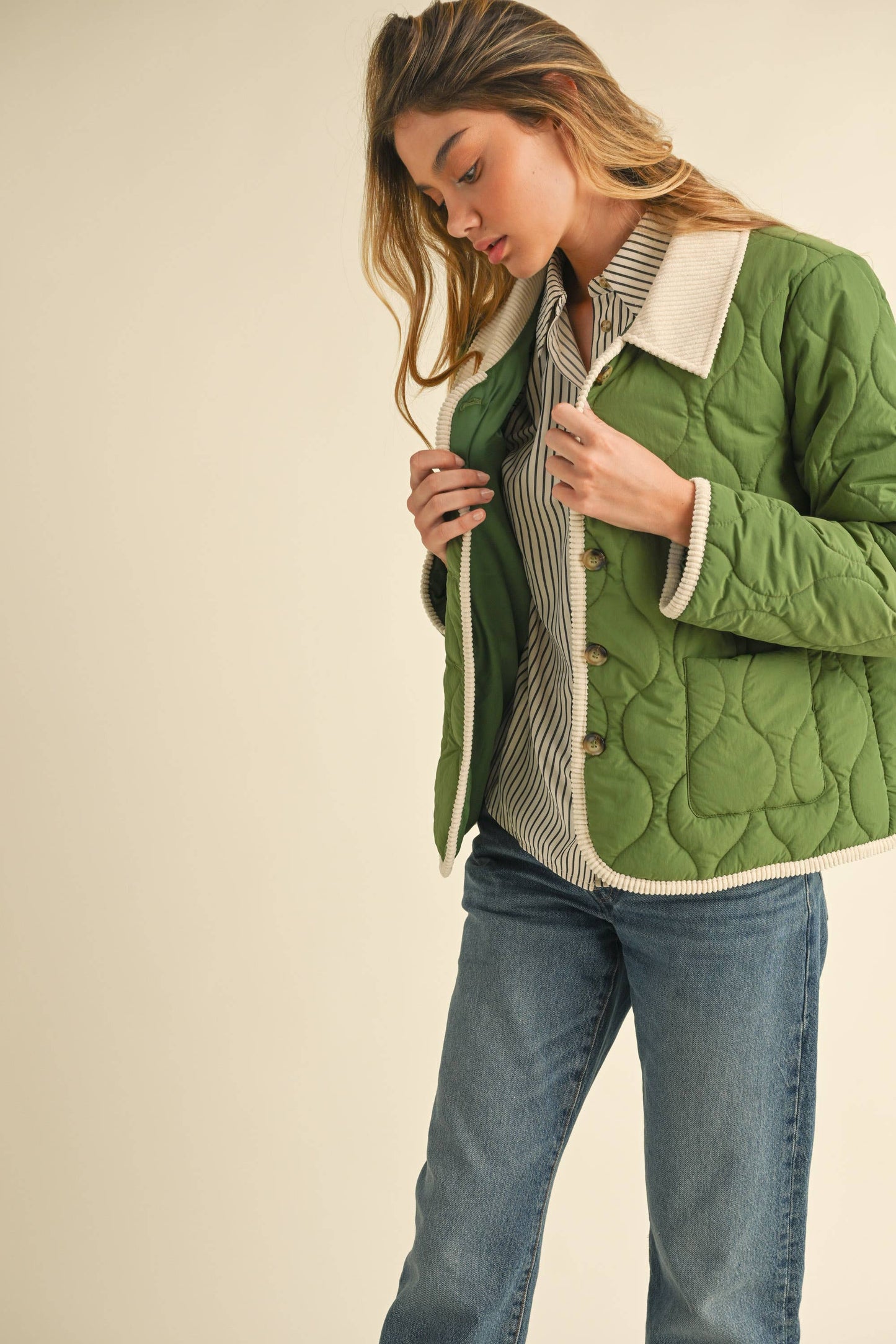 Quilted Button-Down Jacket