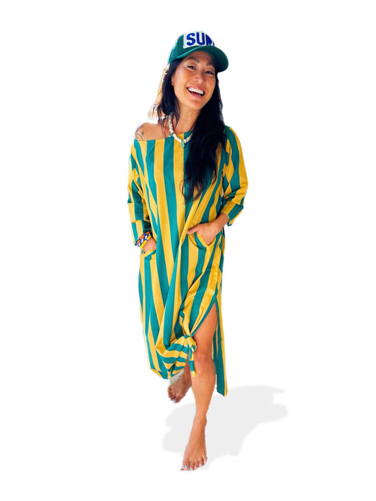 Surf Stripe Off the Shoulder Dress