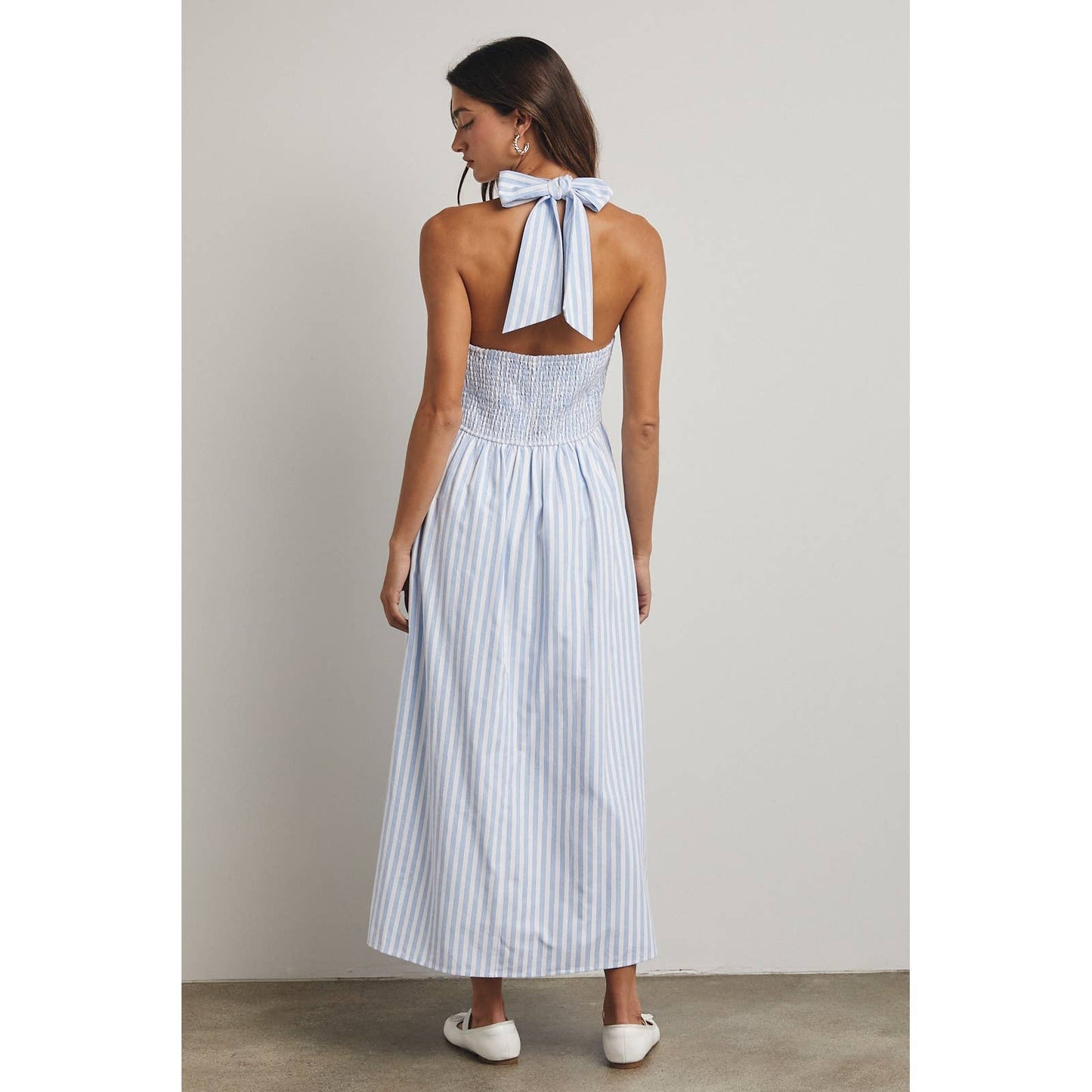 STRIPED HALTER MAXI DRESS / WL25-12138