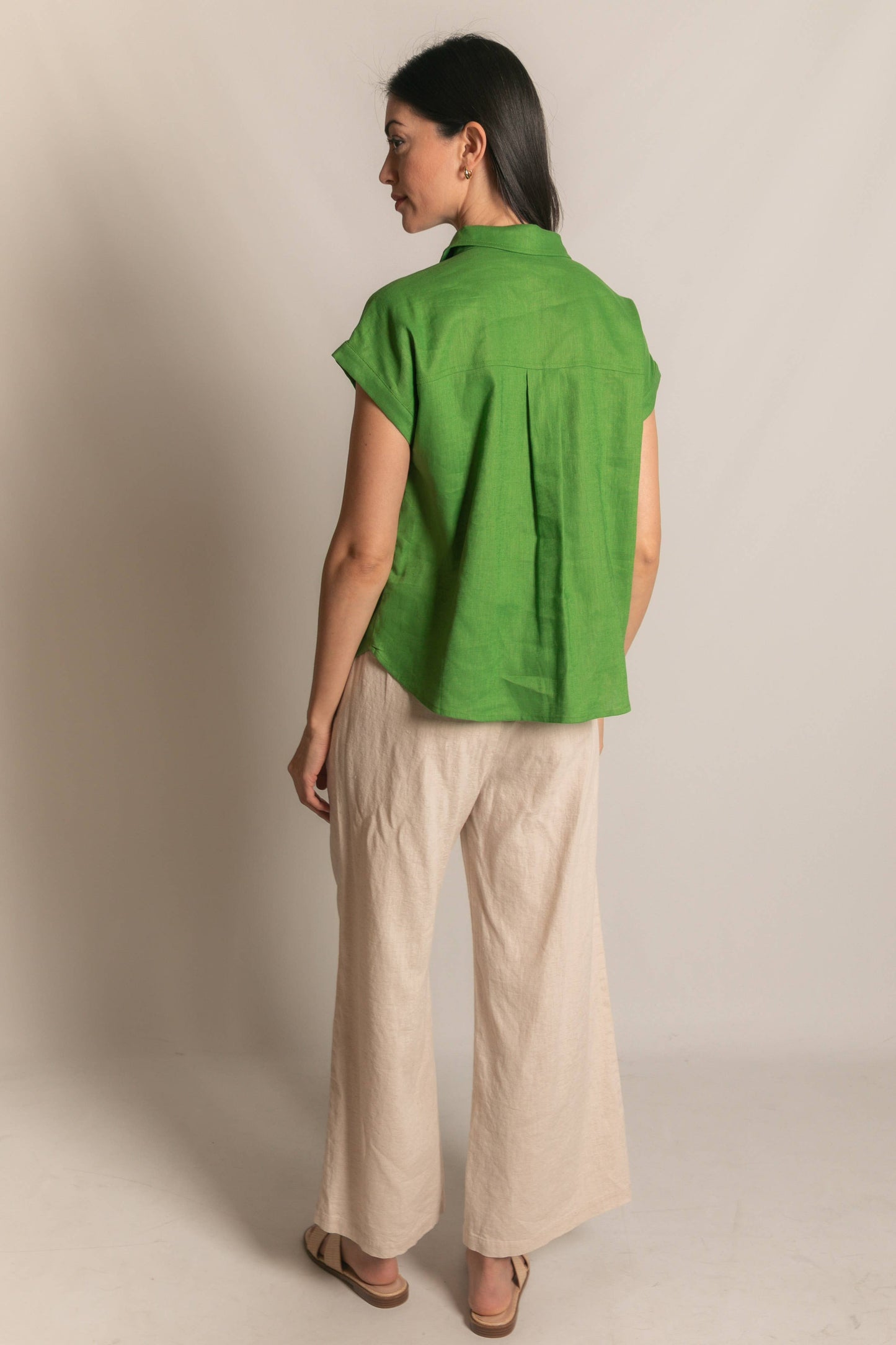 P.CILL Linen Relaxed Short Sleeve Button Up Shirt