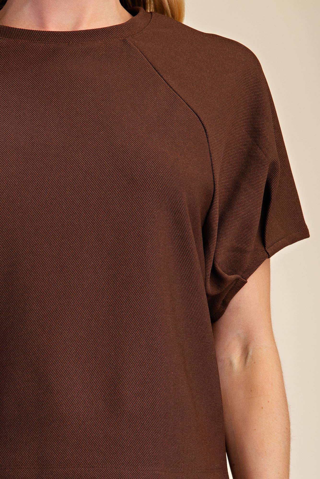 Round Neck Puff Short Sleeve Pullover Top