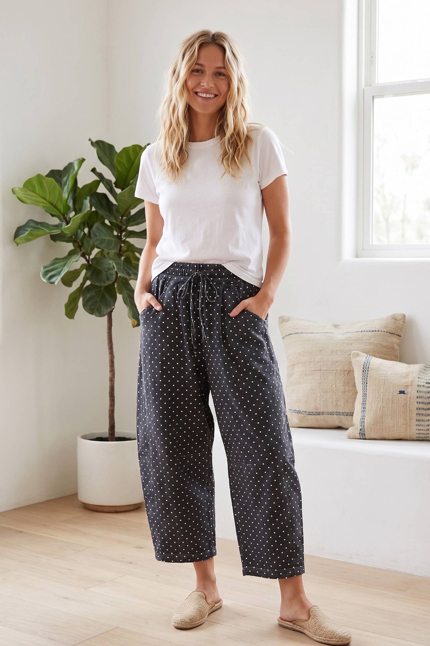 Oversized Mineral Washed Scuba Barrel Lounge Pants