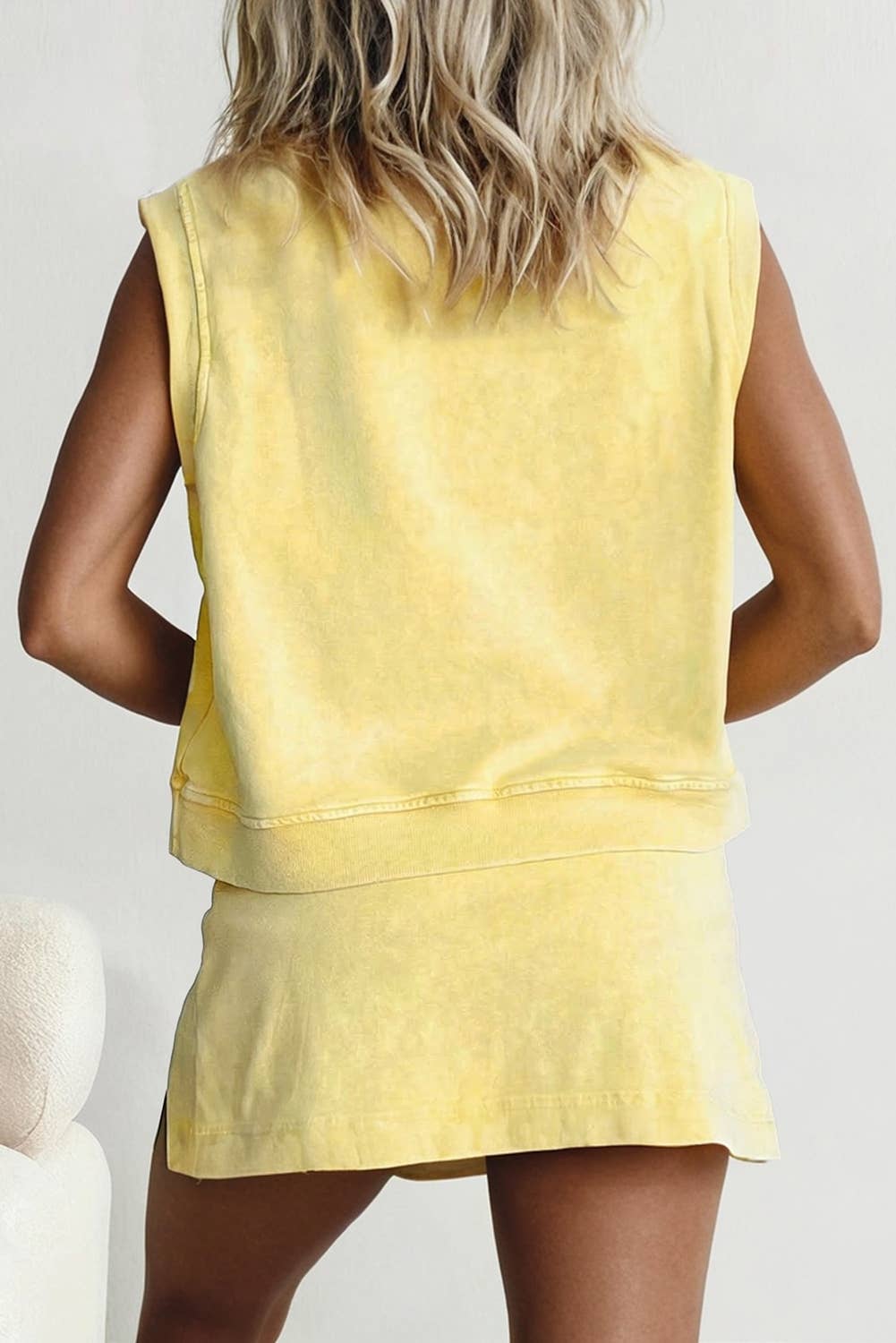 LAS Mineral-Wash Tank Top and Lined Split Skirt Set (S-XL)