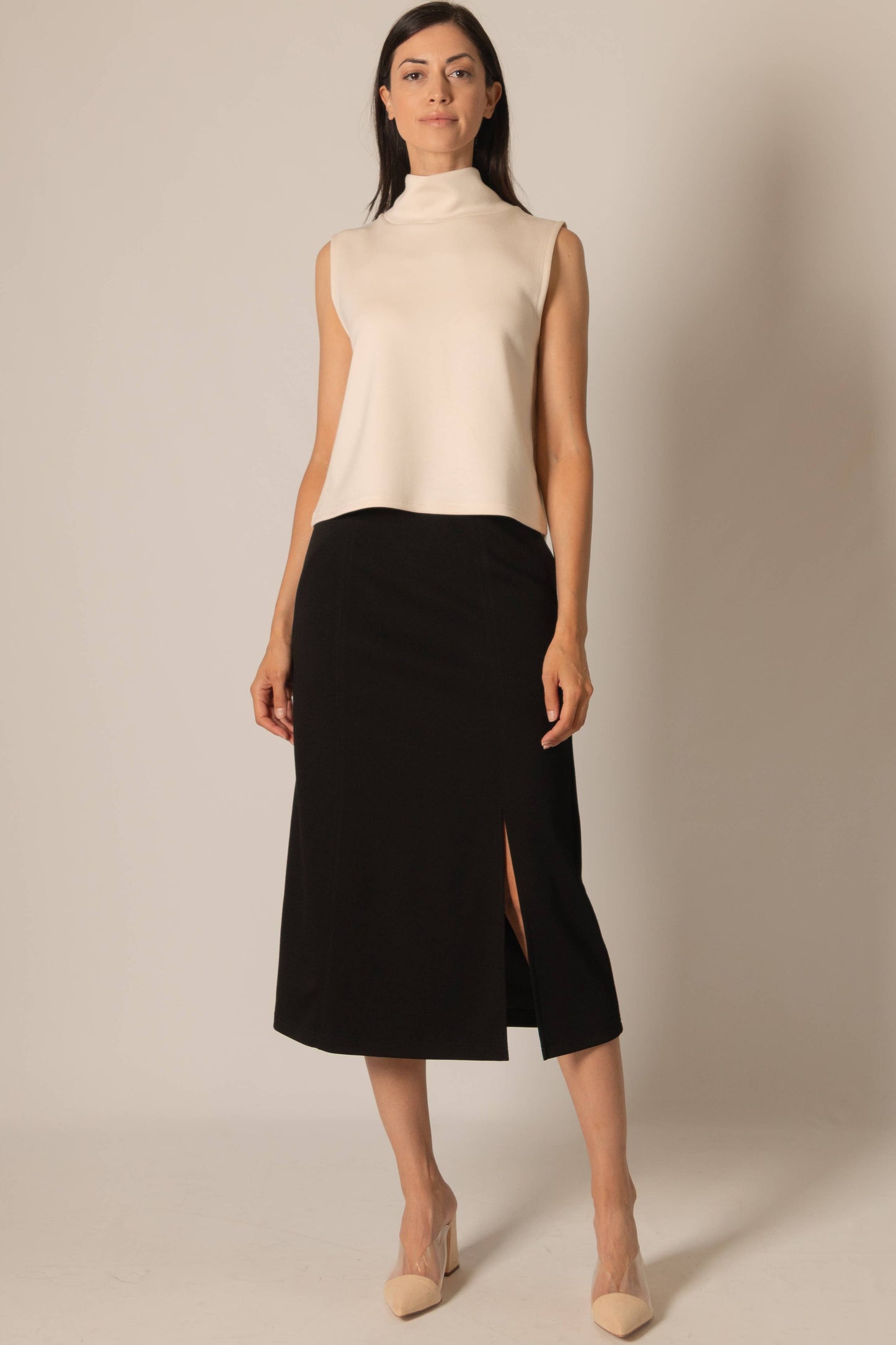 P. CILL Butter Modal Midi Side Slit Skirt