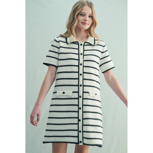 STRIPED SWEATER MINI DRESS / WL25-11386