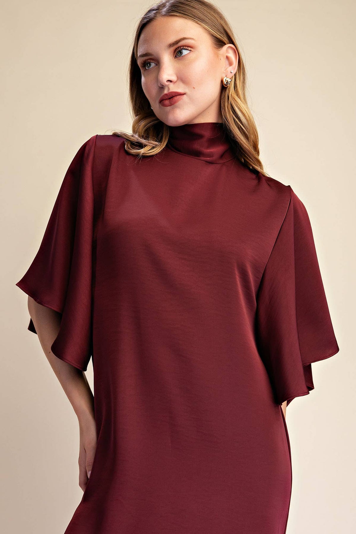 Flowy Satin Tie Back Midi Dress