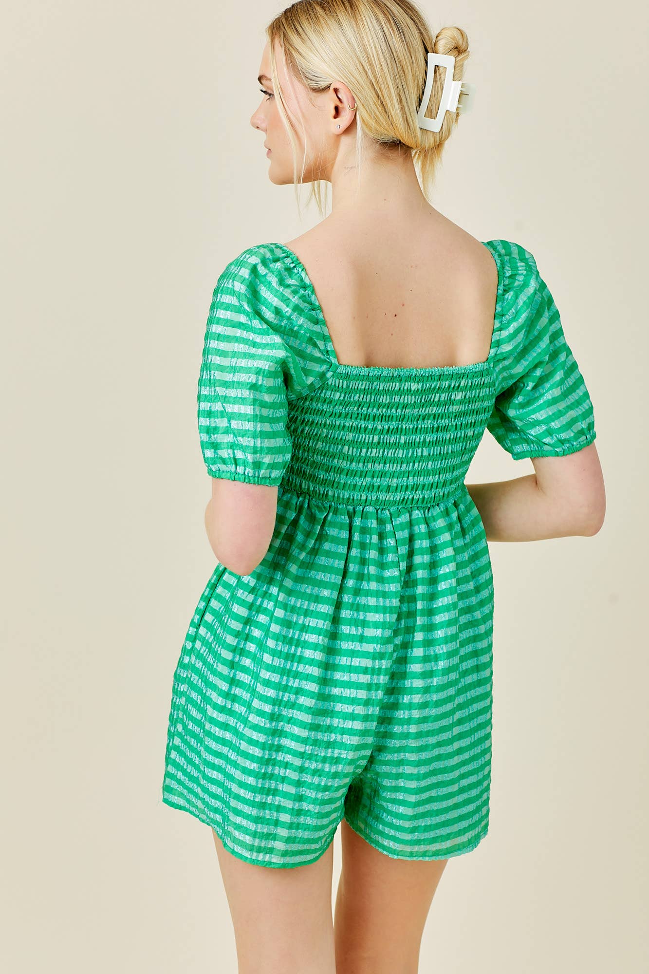 GINGHAM BUST TIE ROMPER