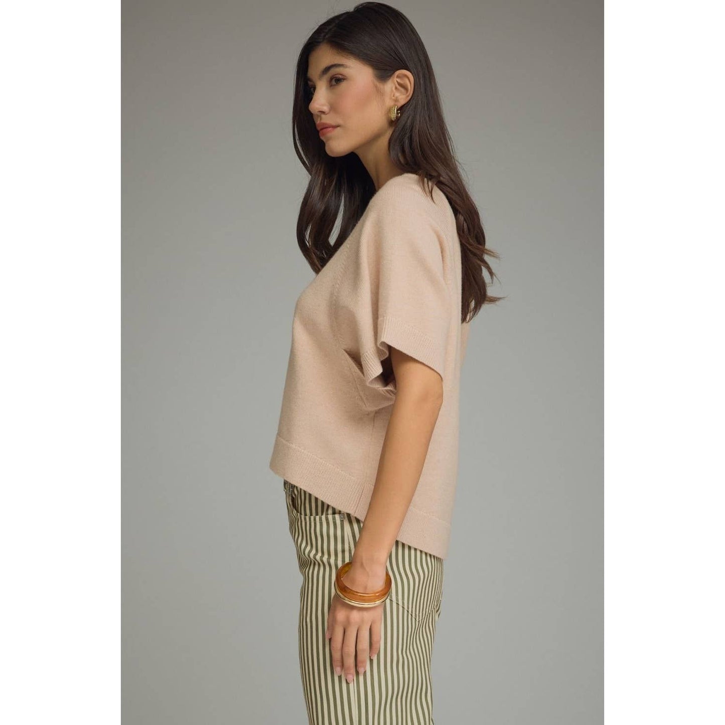 NEW Solid short dolman sleeve knit top