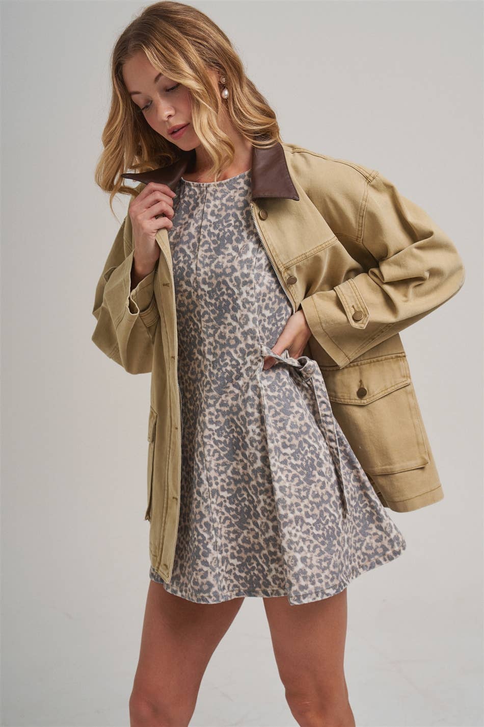 OVERSIZED JACKET WITH FAUX LEATHER COLLAR_LT00279-01