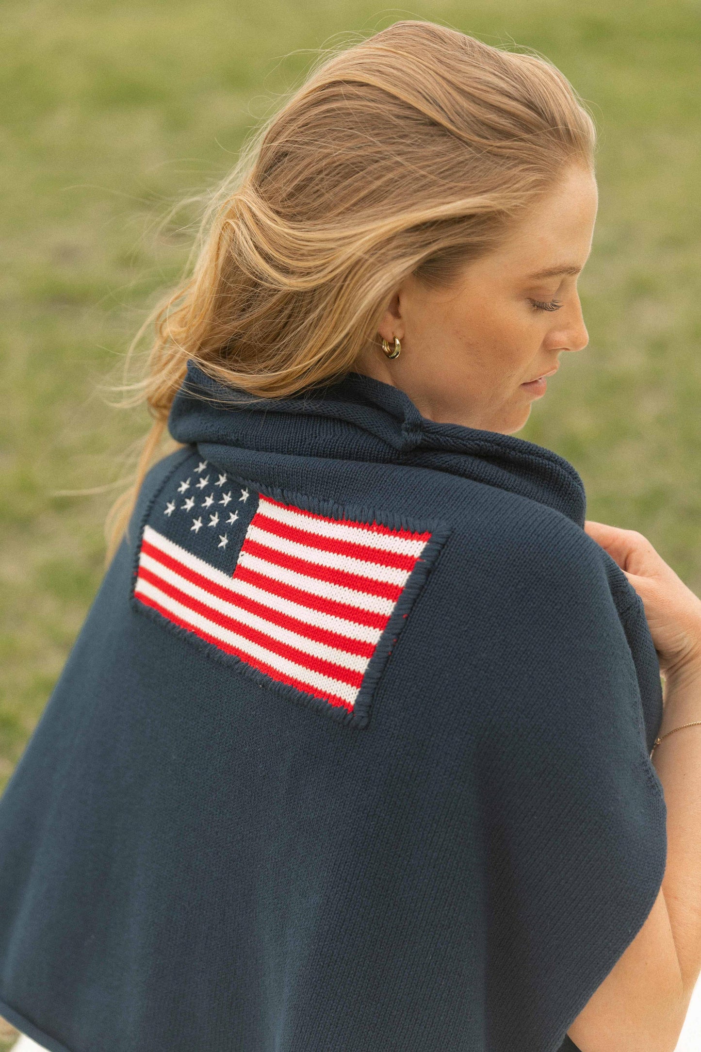 Cotton Knit American Flag Sweater