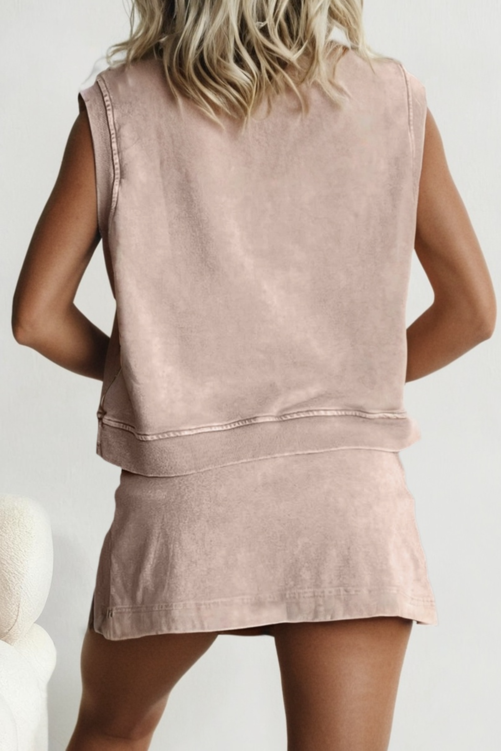LAS Mineral-Wash Tank Top and Lined Split Skirt Set (S-XL)
