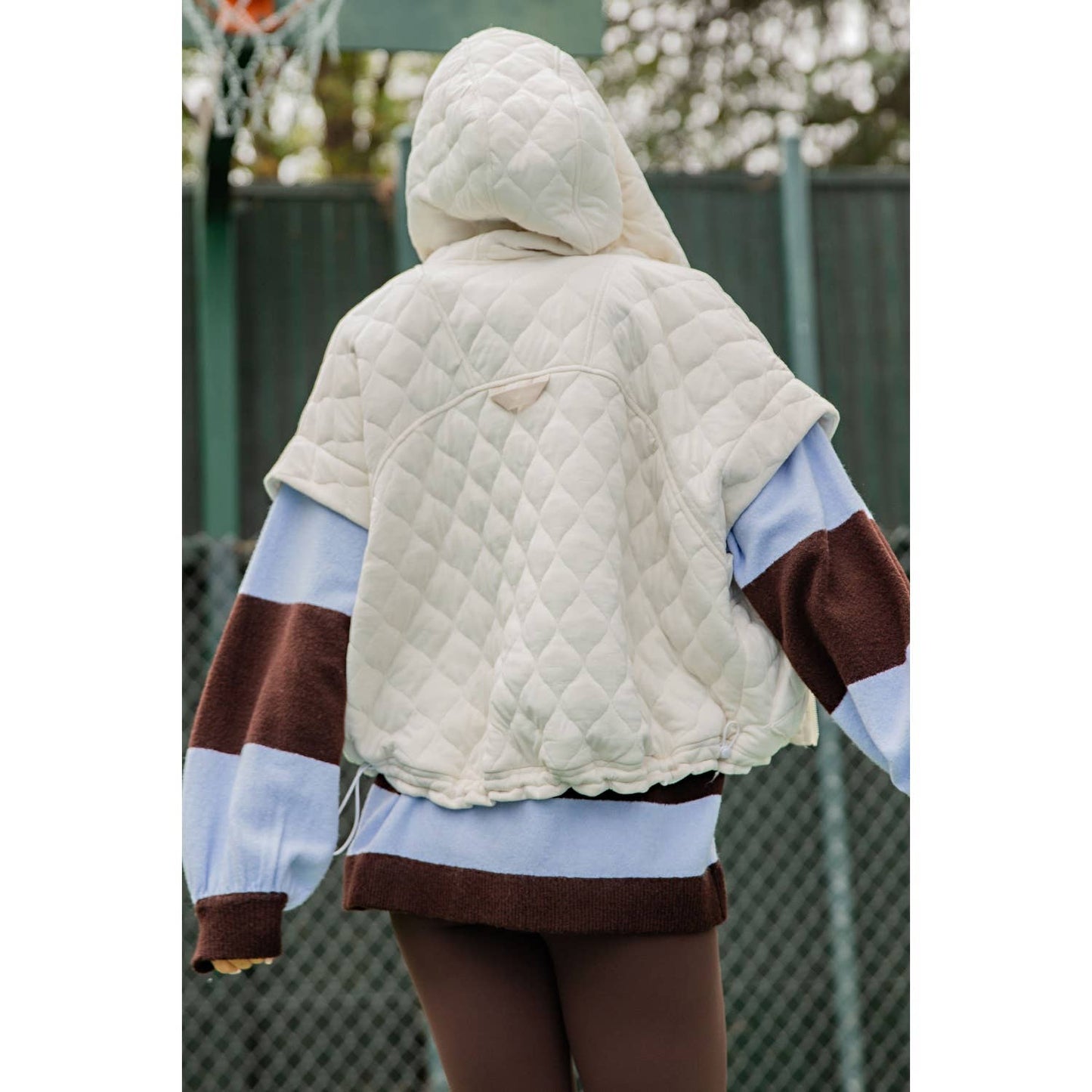 BUBBLE QUILT CINCH HOODIE VEST