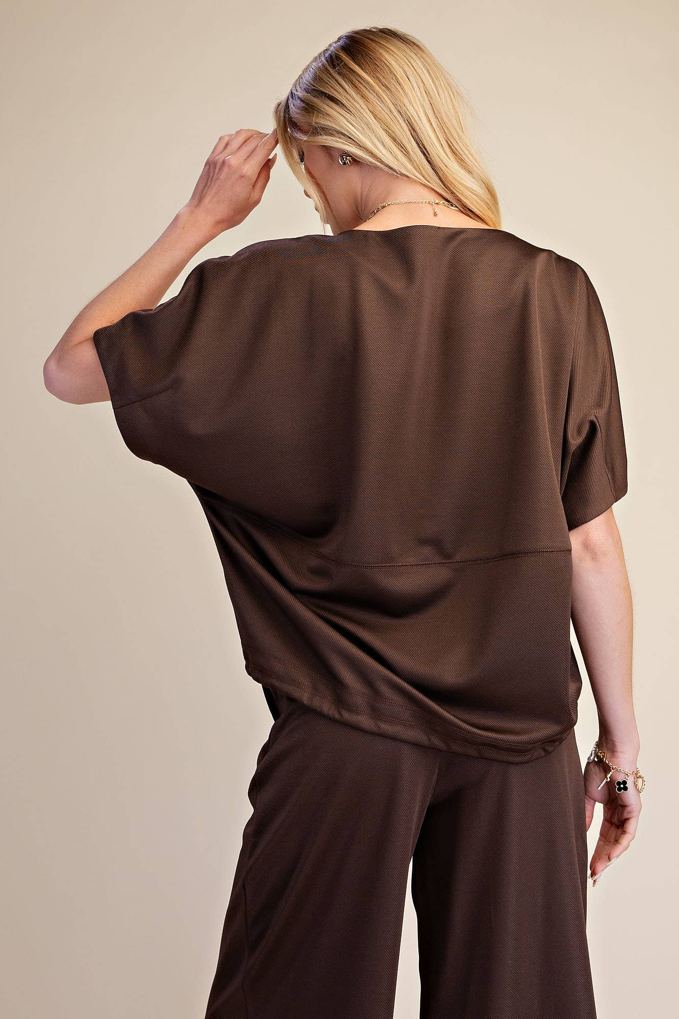 Round Neck Top Adjustable Tie Hem