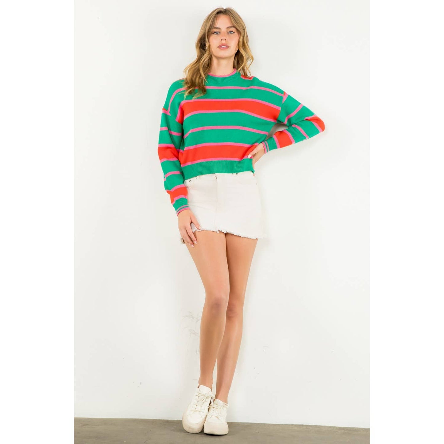 Striped Pattern Knit Sweater