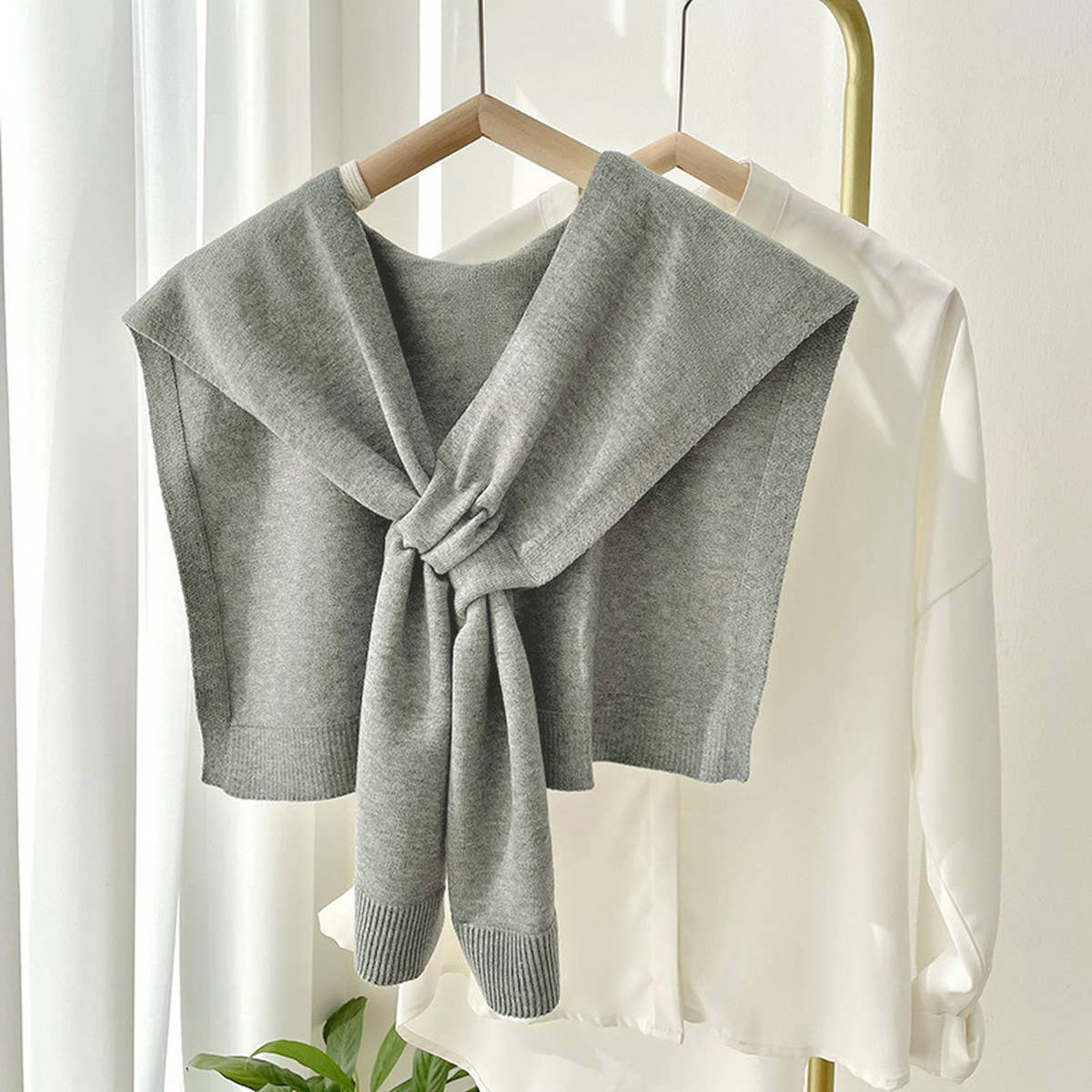 Solid Color Knitted Knotted Shawl–Casual & Cozy _CWASC0757