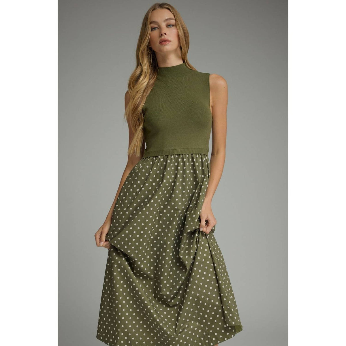 NEW Polka dot sleeveless midi dress