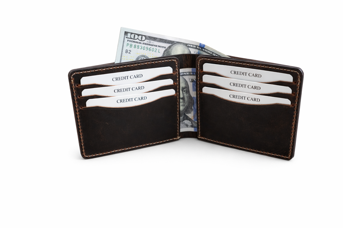 Men’s Full-Grain Crazy Leather Bifold Wallet Premium Leather