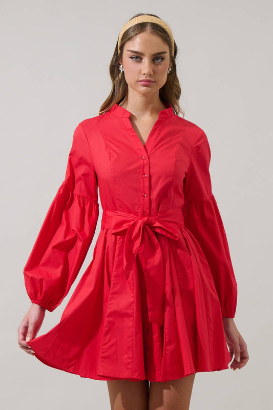 Laria Poplin Button Down Mini Dress