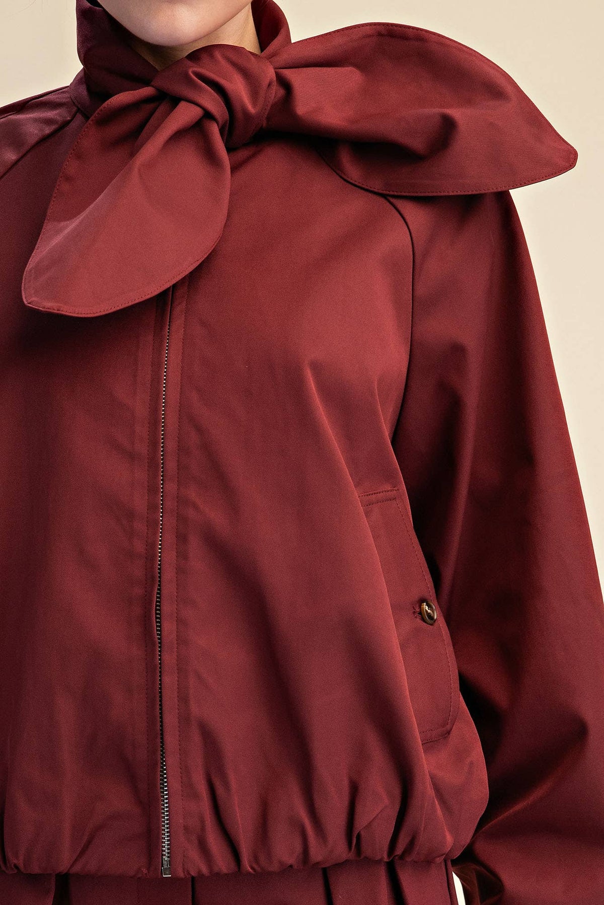 Scarf Collar Long Sleeve Puffy Jacket
