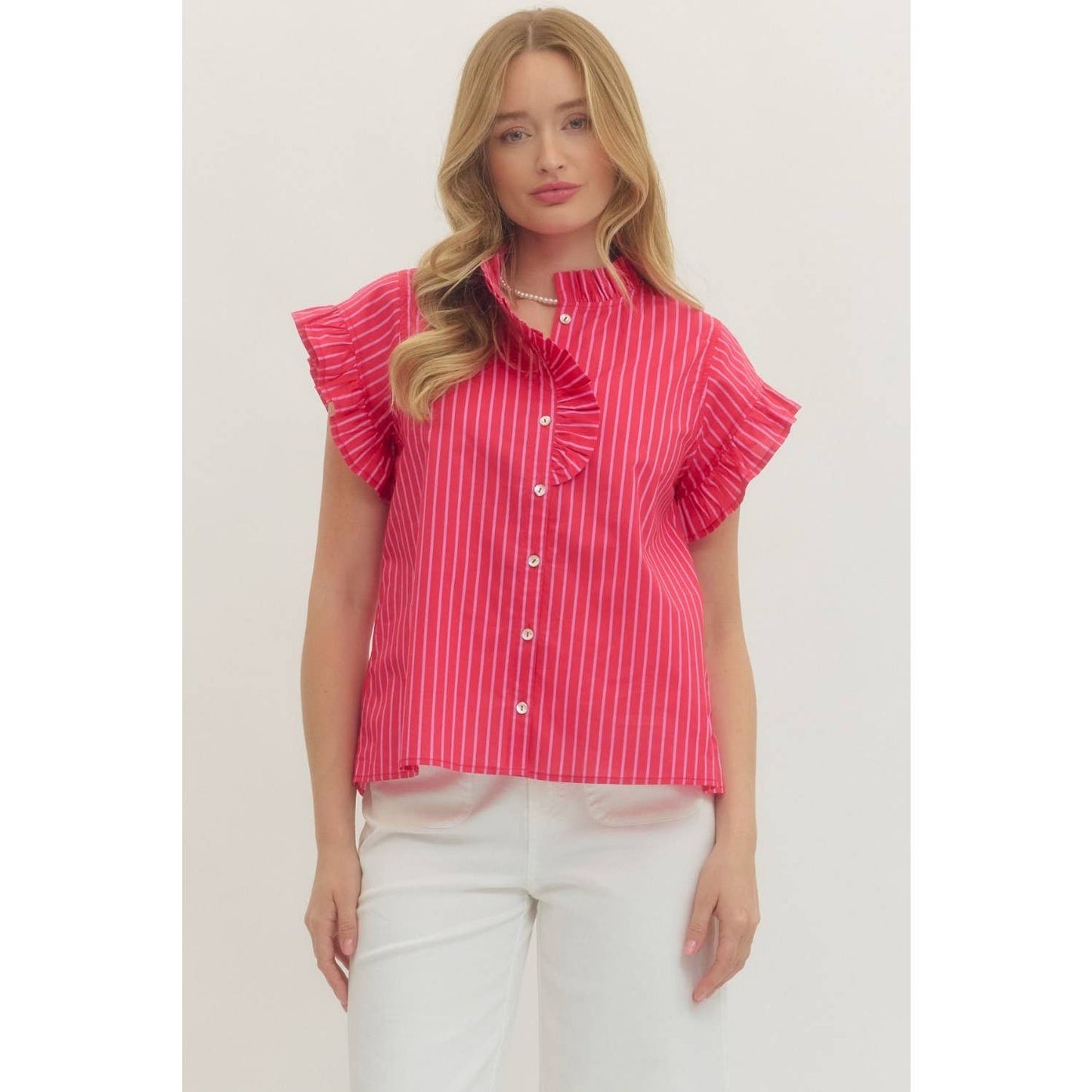 Striped short sleeve top