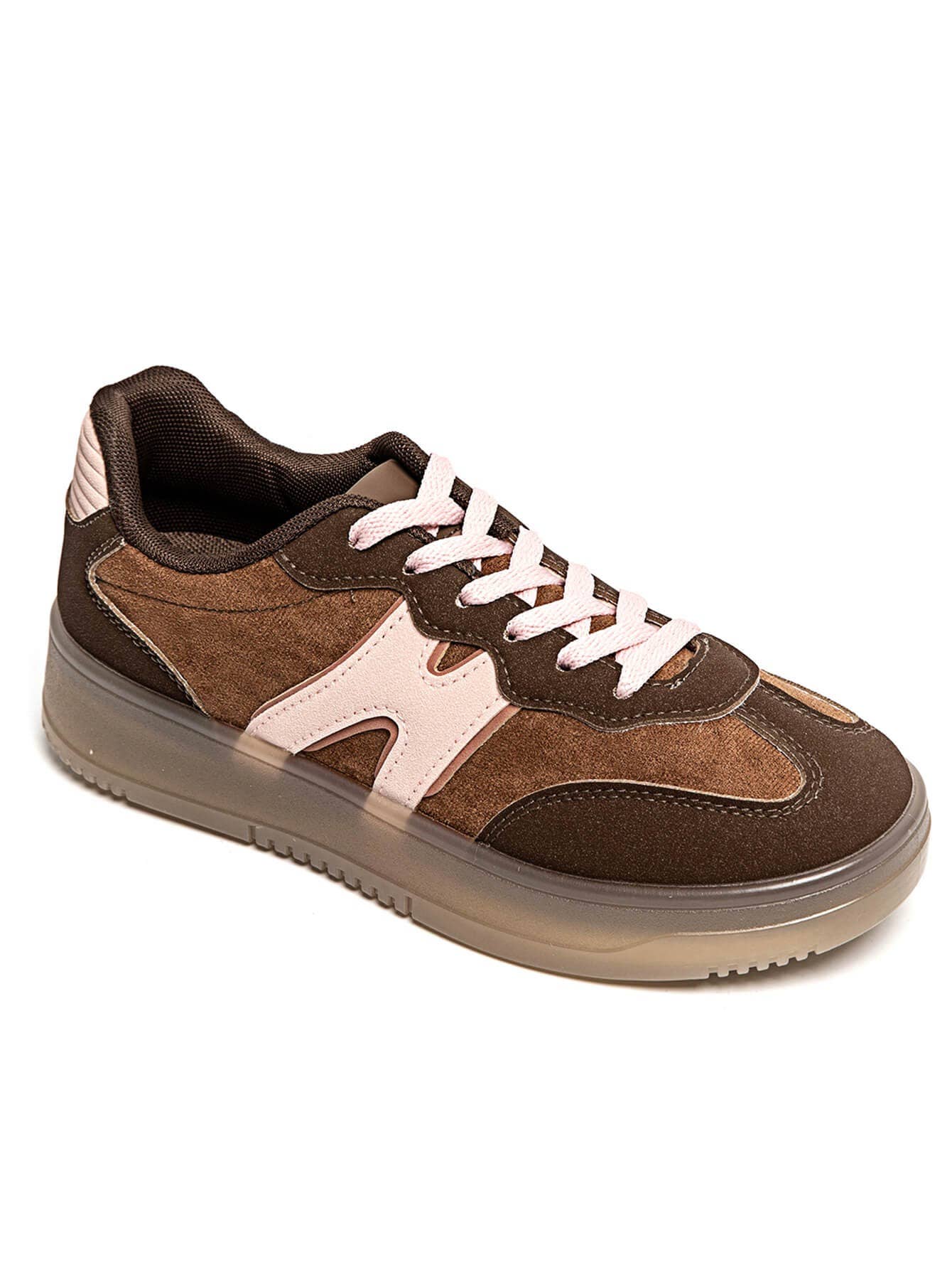 CLASSIC STREET COLOUR CONTRAST FAUX SUEDE LACE UP SNEAKERS