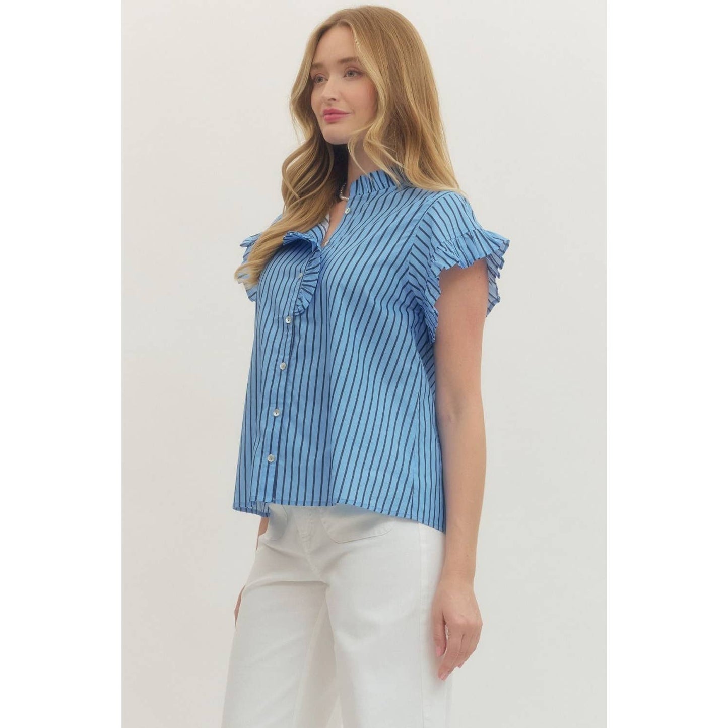 Striped short sleeve top