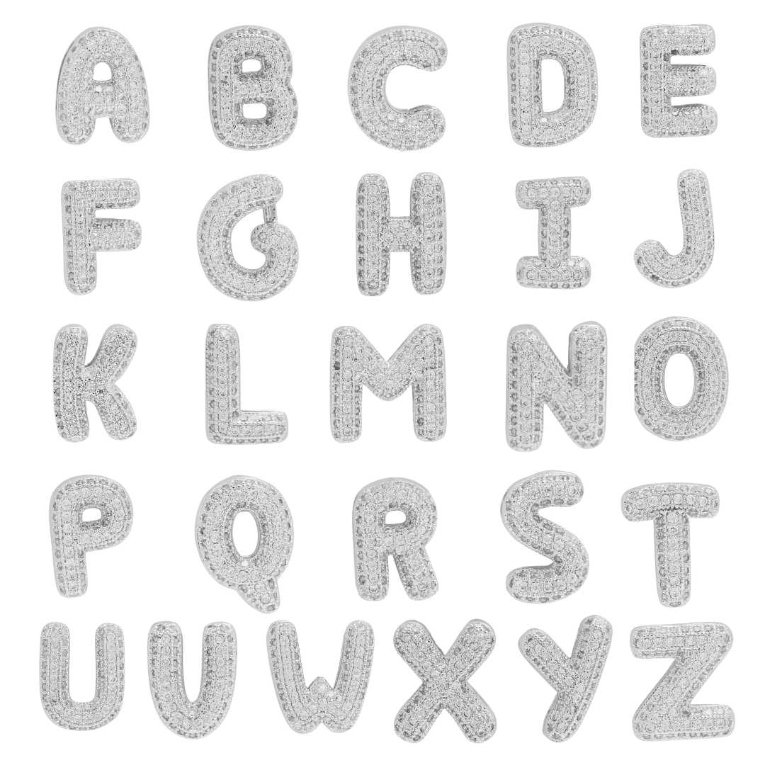 Silver Bubble Initial Custom Word Name Watch Charm Bracelet