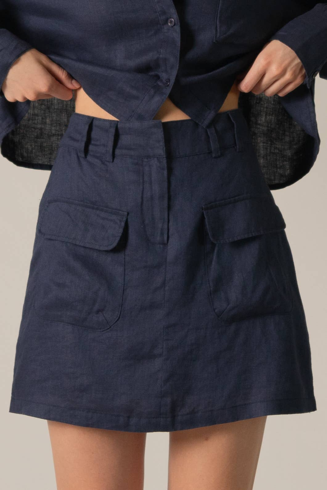 P.CILL Linen Cargo Style Skort