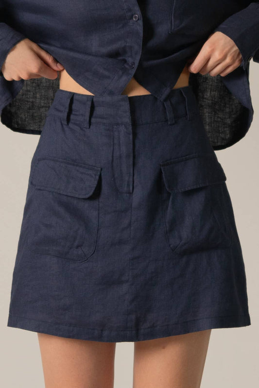 P.CILL Linen Cargo Style Skort