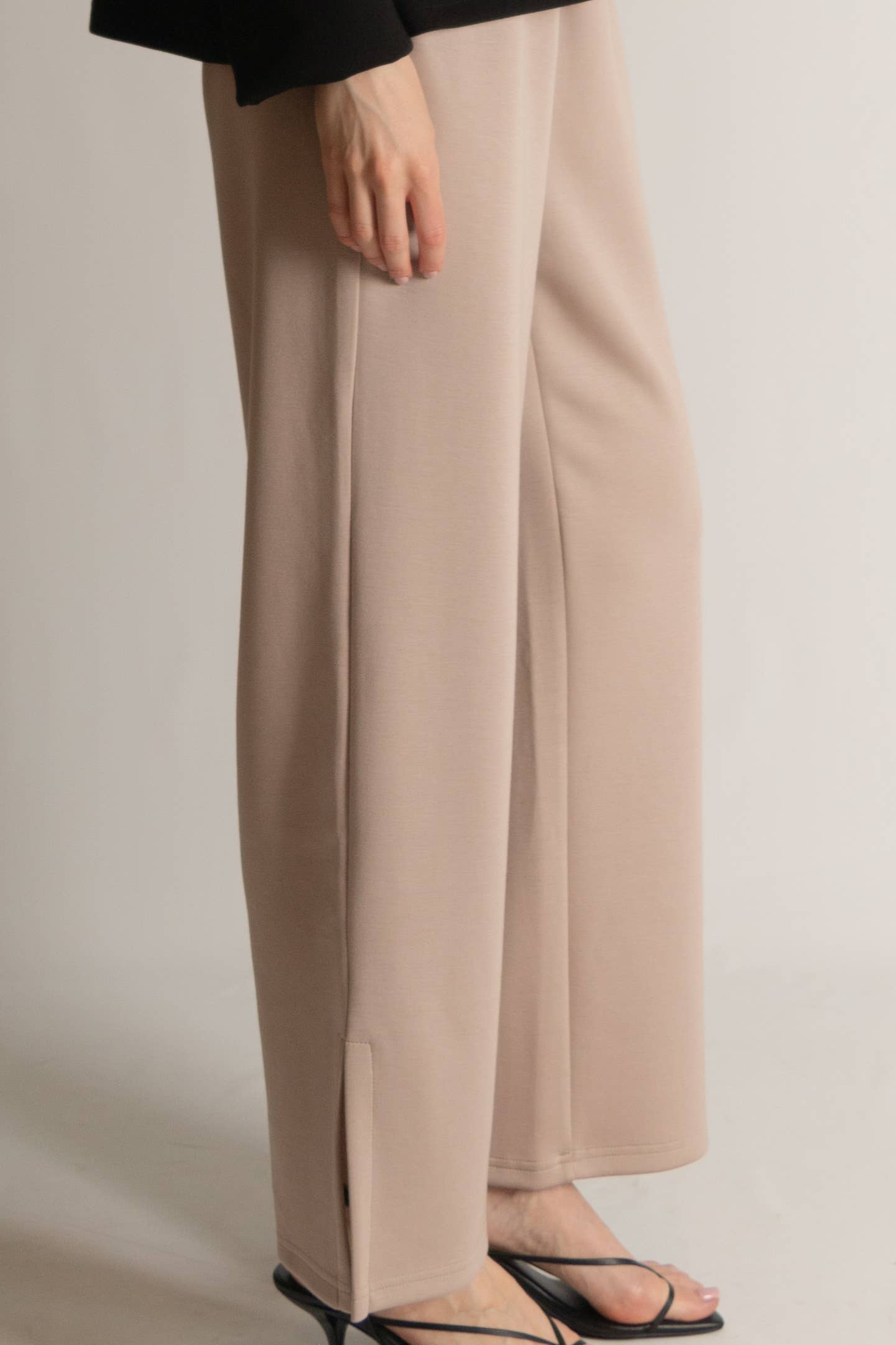 P. CILL Butter Modal Wide Leg Pants w/ Bottom Slit