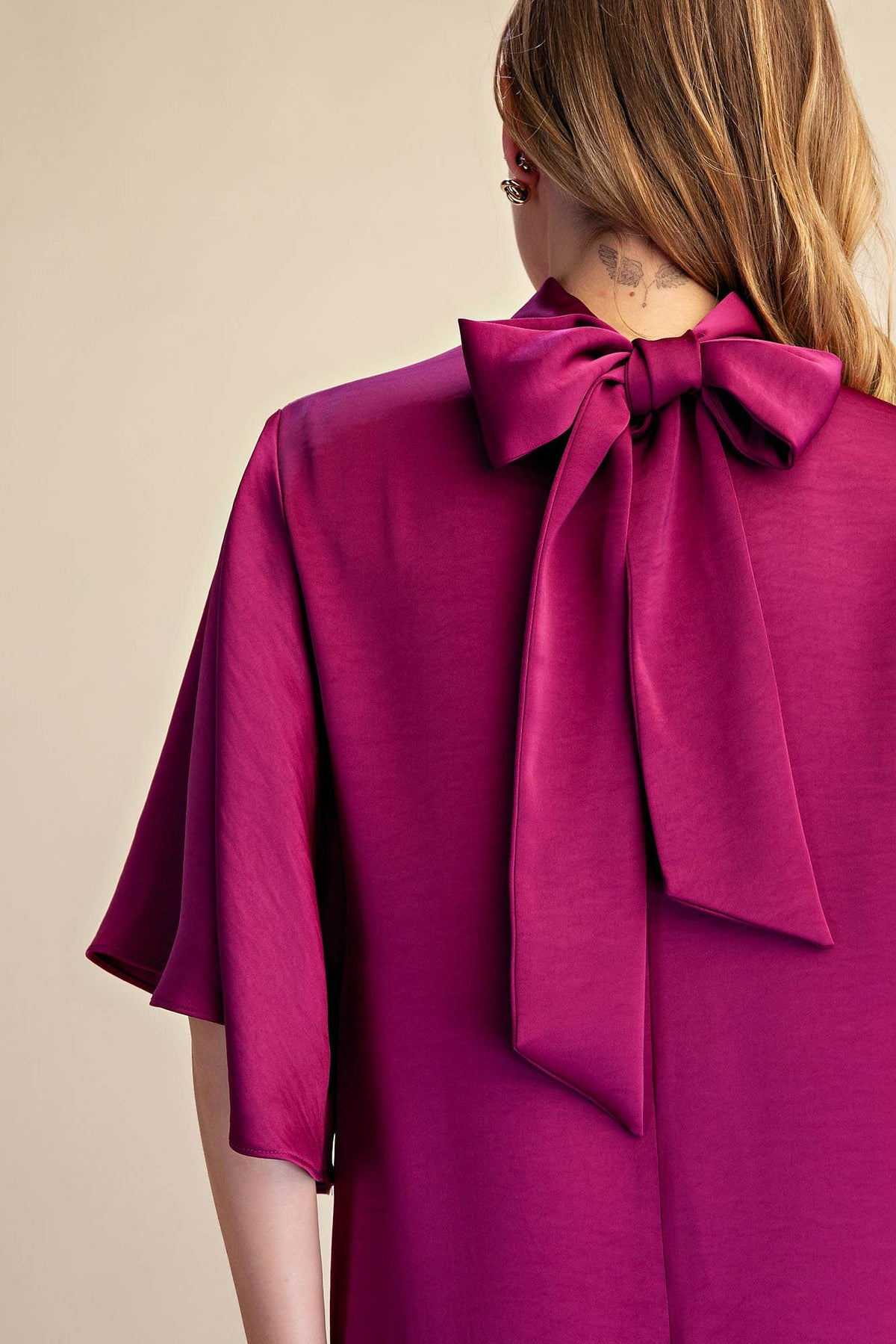 Flowy Satin Tie Back Midi Dress