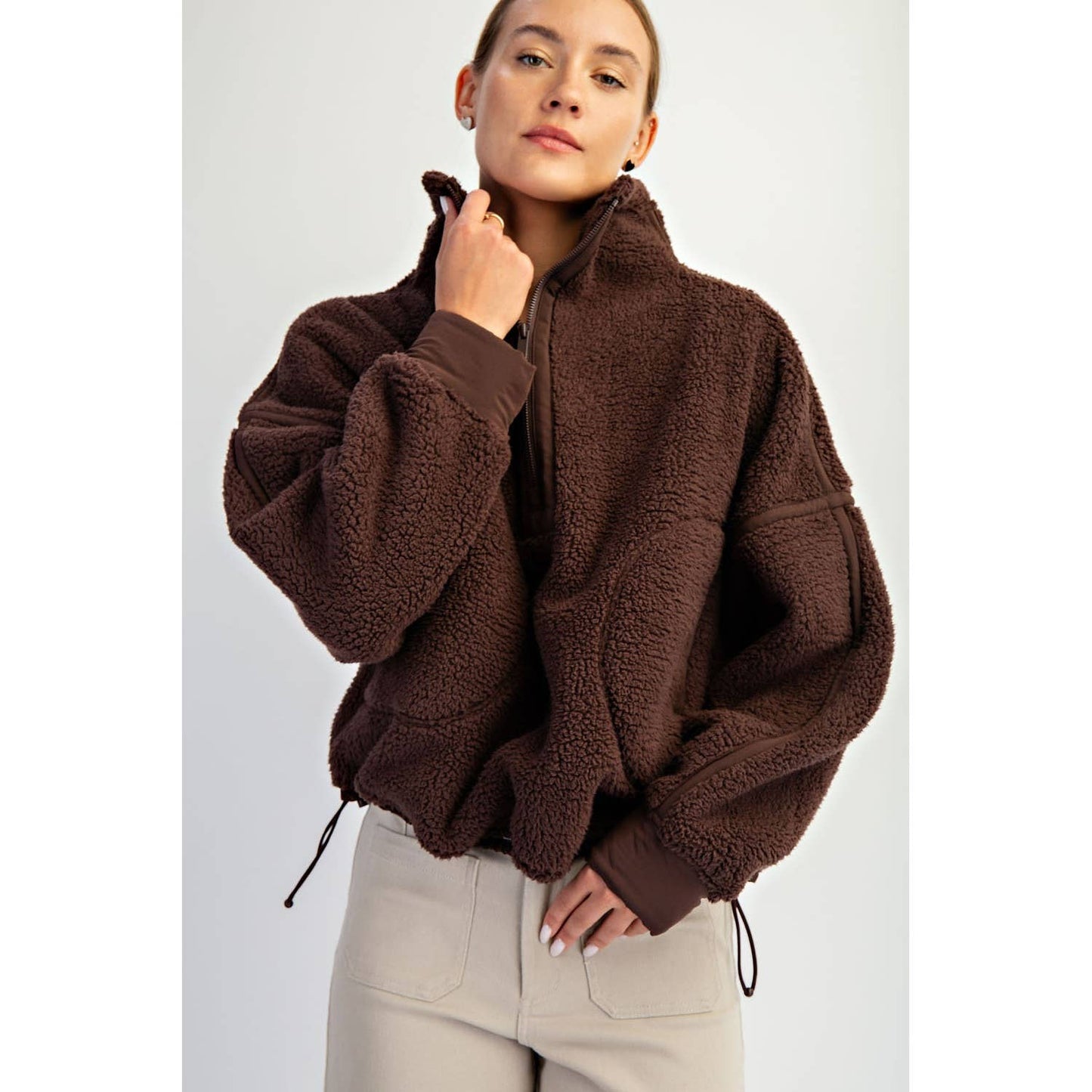 SHERPA MOCK NECK QUARTER ZIP JACKET