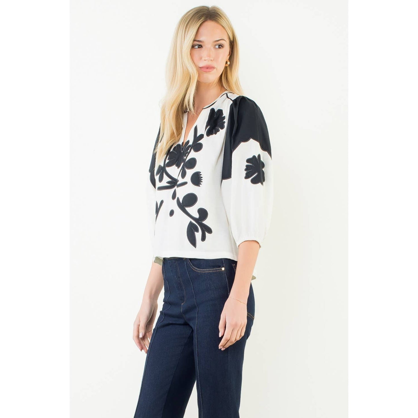 Long Sleeve Pattern Detail Top