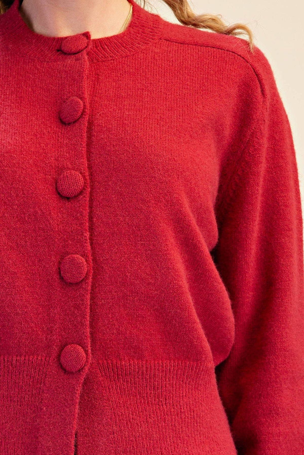 Button Closure Long Sleeve Sweater Cardigan