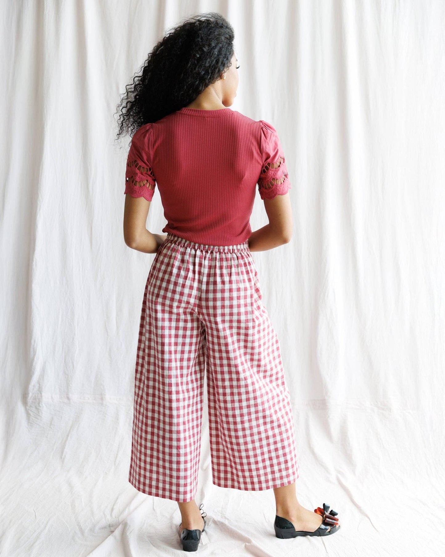 Charm Red Gingham Cropped Pant