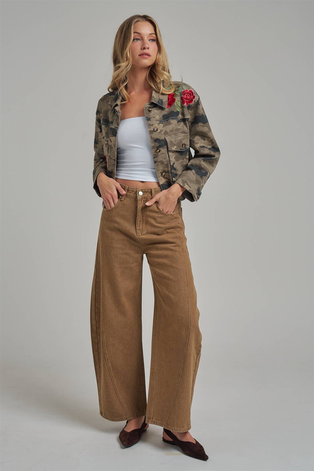 VINTAGE WASHED NON-STRETCH BARREL SHAPED PANTS_JLB80110-01