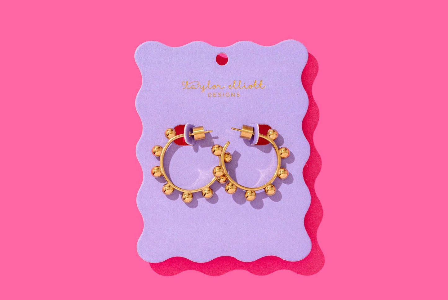 Hoop Earrings - Medium - Gold-Plated w/ Round Balls - Dottie