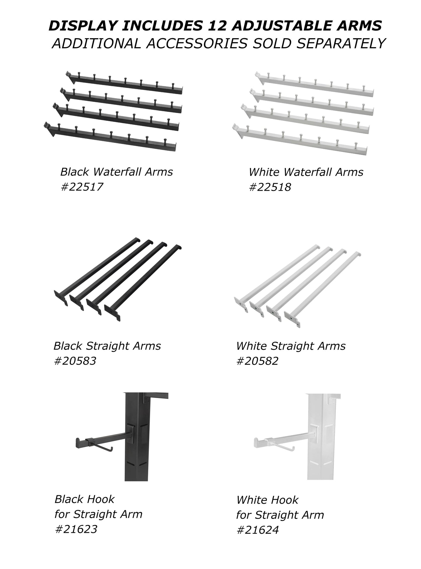 4-Sided Floor Standing Displays with 12 Adjustable Arms