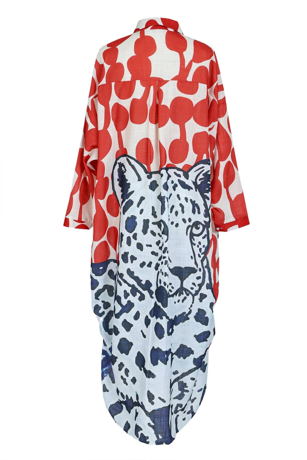 Animal & Abstract Printed Linen Maxi Shirt Dress QC3684